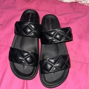 Black Quilted Strap Sandals 9